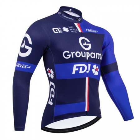 Cykeltrøje Langærmet 2025 Groupama FDJ Sort Blå Cykeltrøje Langærmet 2025 Groupama FDJ Sort Blå